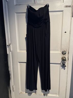 Black Strapless Wide-Leg Jumpsuit